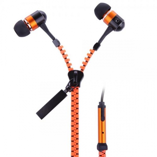 GEEQ Orange Zip-Style Noise-isolating Earphone with Microphone Image