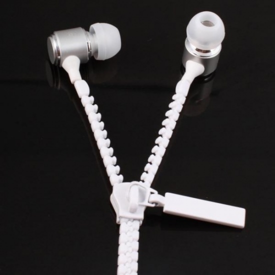 GEEQ White Zip-Style Noise-isolating Earphone with Microphone Image