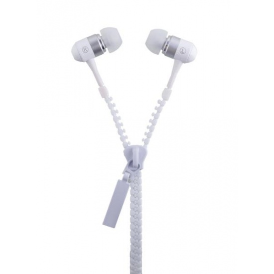 GEEQ Ice White Zip-Style Noise-isolating Earphone with Microphone Image