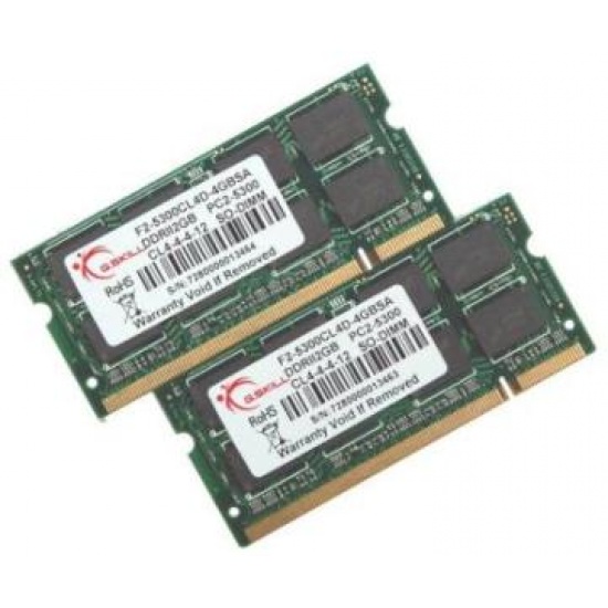 4GB G.Skill DDR2 PC2-5300 SO-DIMM laptop memory (CL5) dual channel kit Image
