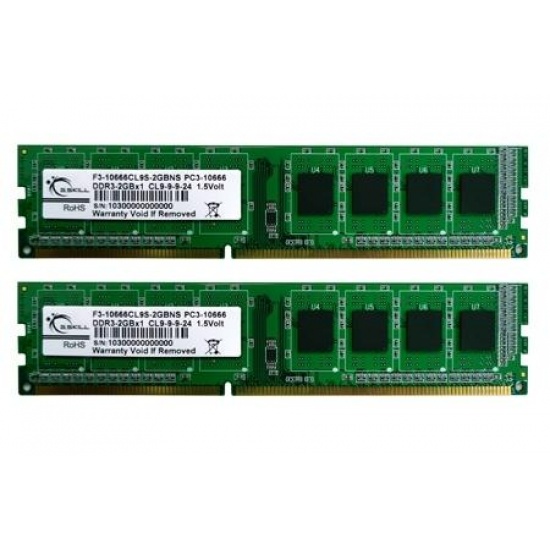4GB G.Skill DDR3 PC3-10600 1333MHz CL9 NT Series Desktop dual channel memory kit (2x2GB) Image