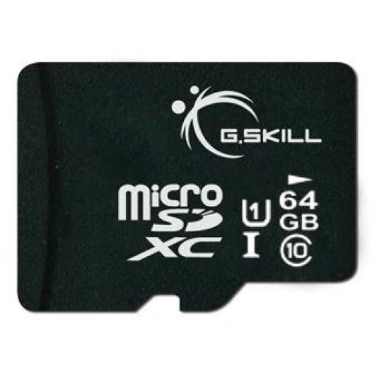 64GB G.Skill microSDXC CL10 UHS-1 memory card with SD adapter Image