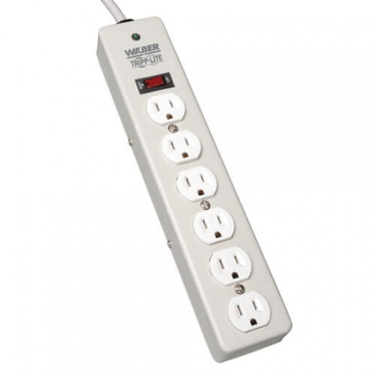 6FT Tripp Lite 6 Outlet Waber Surge Protector - Gray Image