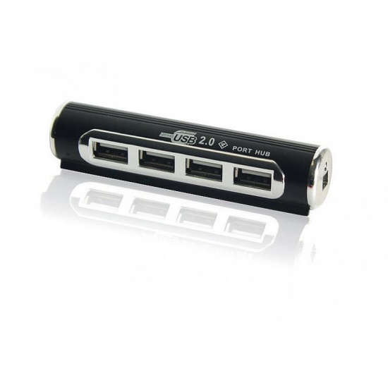 4-port USB Hub USB2.0 - Black Cylinder Design Image