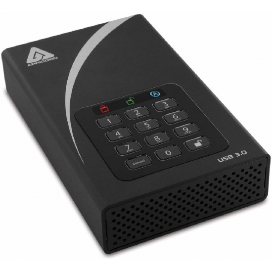 8TB Apricorn Aegis Padlock DT External Hard Drive - Black Image