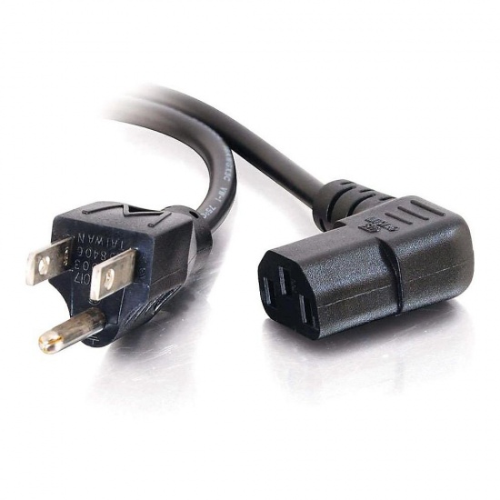 C2G 6FT 18 AWG NEMA 5-15P to IEC320 C13R Universal Right Angle Power Cable - Black Image