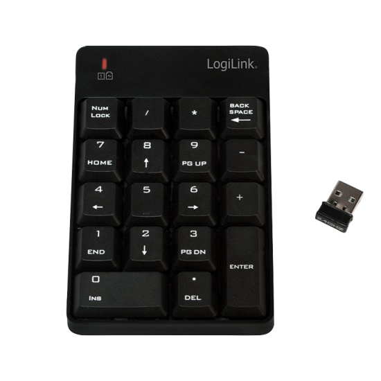 LogiLink ID0120 numeric keypad Laptop RF Wireless Black Image