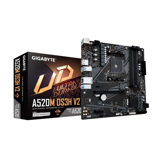 Gigabyte AMD A520 Motherboard - Supports AMD Ryzen 5000/5000 G/4000 G/3000/3000 G, up to 4733MHz DDR4 (OC), PCIe 3.0 x16, GbE LAN, USB 3.2 Gen 1 Image