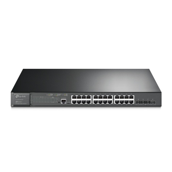 TP-Link JetStream 24-Port Gigabit and 4-Port 10GE SFP+ L2+ Managed Switch with 24-Port PoE+ Image