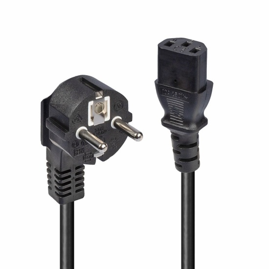 Lindy 3m Schuko 2 Pin Plug to IEC C13 Power Cable, Black Image