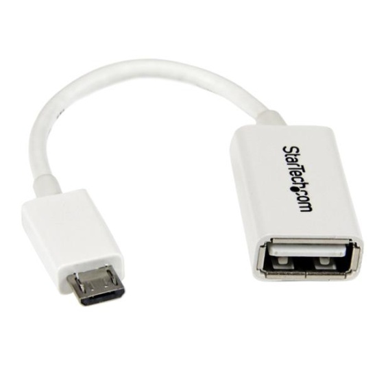 StarTech.com 5in White Micro USB to USB OTG Host Adapter M/F Image