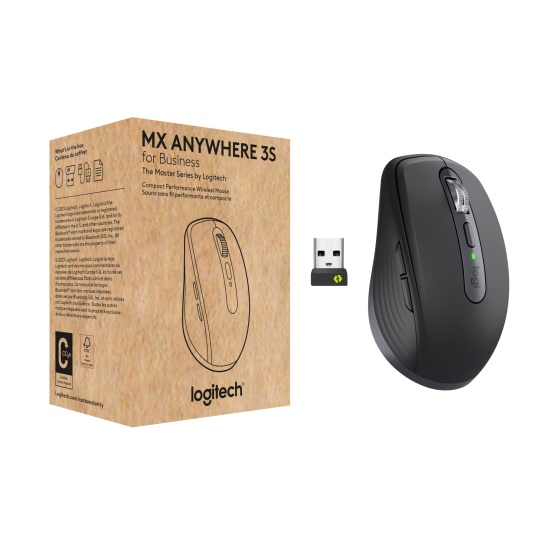Logitech MX Anywhere 3S for Business mouse Right-hand RF Wireless + Bluetooth Laser 8000 DPI Image