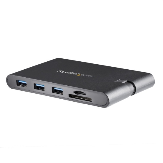 StarTech.com USB C Multiport Adapter - USB Type-C Mini Dock with HDMI 4K or VGA 1080p Video - 100W Power Delivery Passthrough, 3-port USB 3.0 Hub, GbE, SD & MicroSD - Laptop Travel Dock Image
