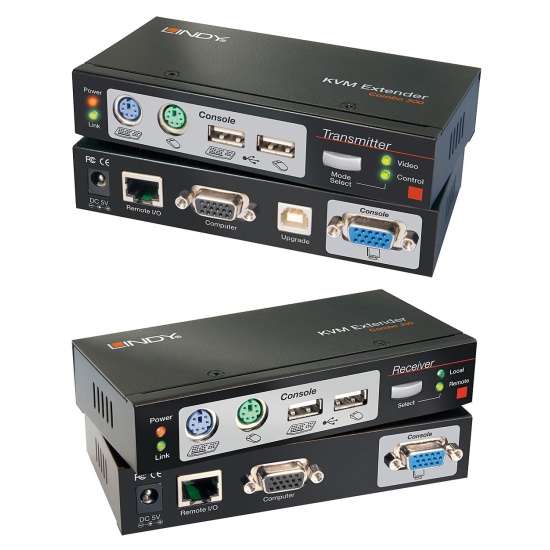 Lindy Cat.5 KVM Extender Combo 300with KVM Switches Image