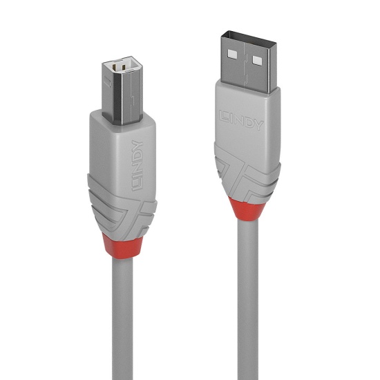 Lindy 2m USB 2.0 Type A to B Cable, Anthra Line, grey Image