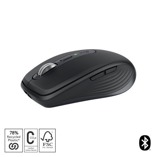 Logitech MX Anywhere 3S mouse Right-hand RF Wireless + Bluetooth Laser 8000 DPI Image