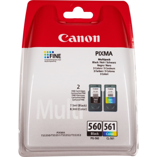 Canon PG-560 Black and CL-561 Colour Ink Cartridge Multi Pack Image
