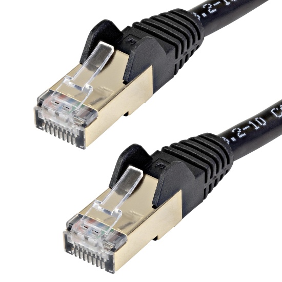 StarTech.com 7m CAT6a Ethernet Cable - 10 Gigabit Shielded Snagless RJ45 100W PoE Patch Cord - 10GbE STP Network Cable w/Strain Relief - Black Fluke Tested/Wiring is UL Certified/TIA Image