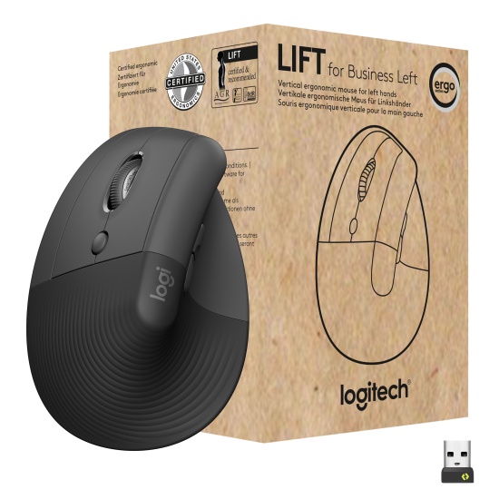 Logitech Lift Vertical Ergonomic Mouse for Business, Left Image