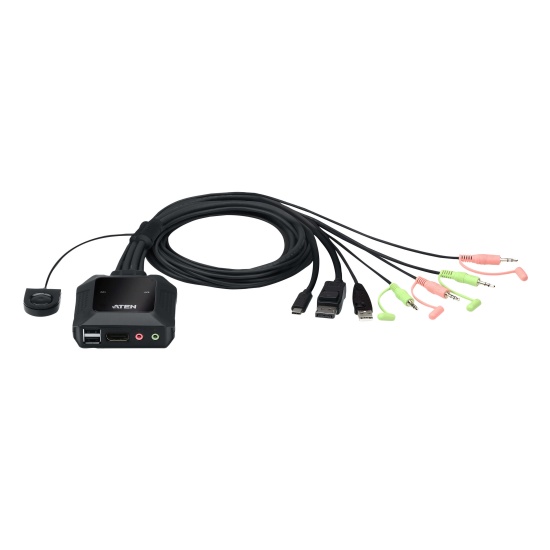 ATEN 2-Port USB-C DisplayPort Hybrid Cable KVM Switch Image