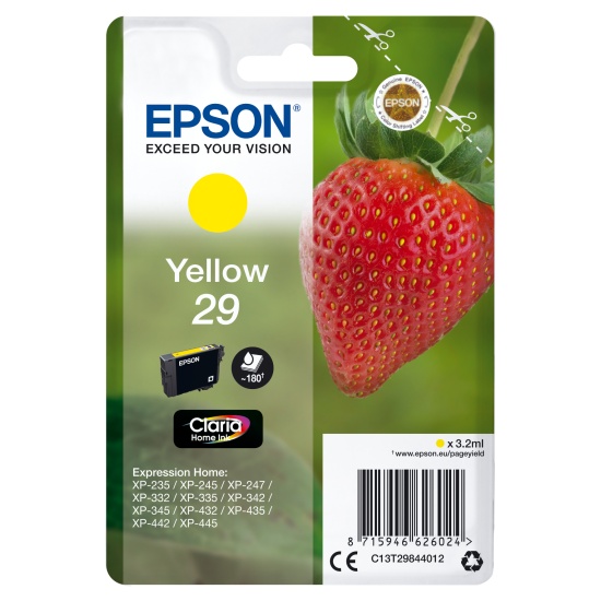 Epson Strawberry Singlepack Yellow 29 Claria Home Ink Image