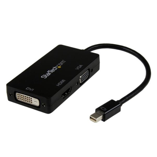 StarTech.com Travel A/V Adapter: 3-in-1 Mini DisplayPort to VGA DVI or HDMI Converter Image