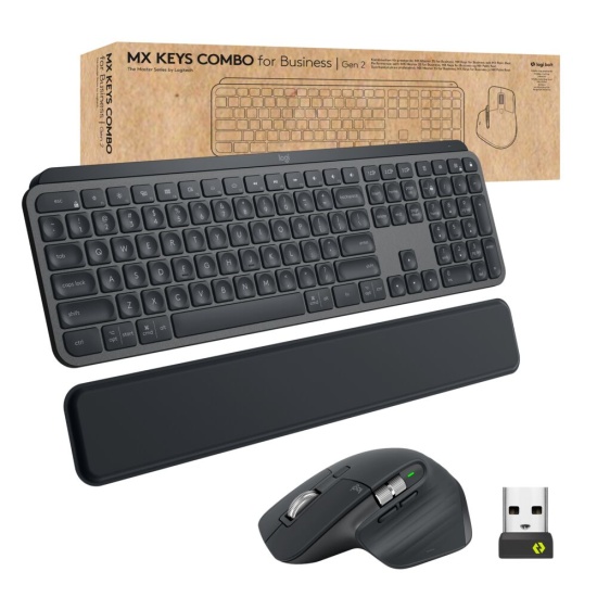 Logitech MX Keys combo for Business Gen 2 keyboard Mouse included RF Wireless + Bluetooth QWERTZ German Graphite Image