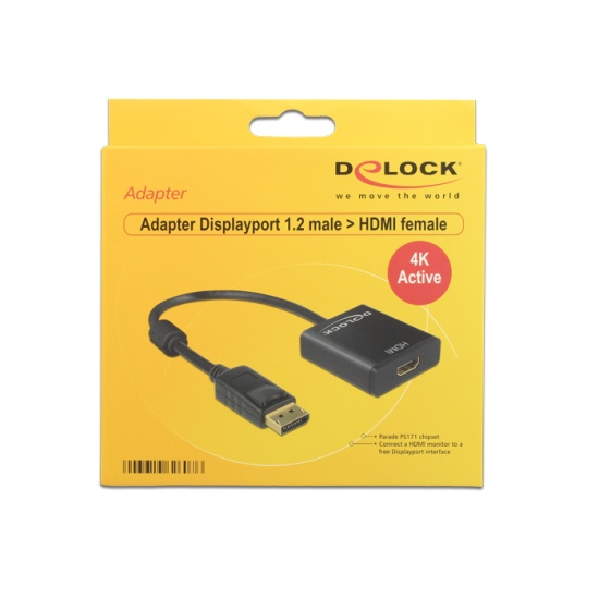 DeLOCK 62607 video cable adapter 0.2 m DisplayPort HDMI Type A (Standard) Black Image