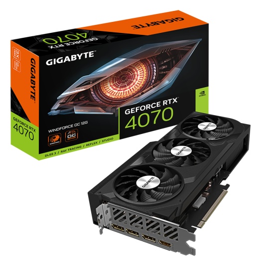 Gigabyte GV-N4070WF3OC-12GD graphics card NVIDIA GeForce RTX 4070 12 GB GDDR6X Image