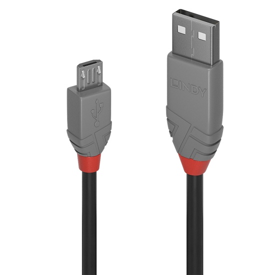 Lindy 3m USB 2.0 Type A to Micro-B Cable, Anthra Line Image