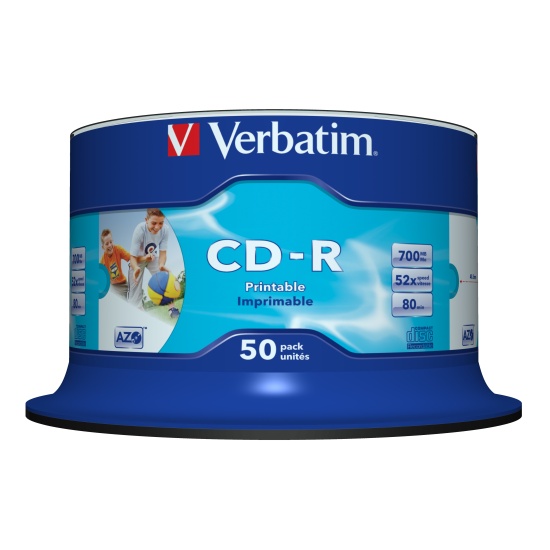 Verbatim CD-R AZO Wide Inkjet Printable no ID 700 MB 50 pc(s) Image