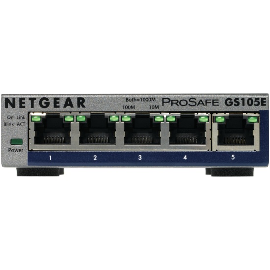 NETGEAR GS105E-200PES network switch Managed L2/L3 Gigabit Ethernet (10/100/1000) Grey Image