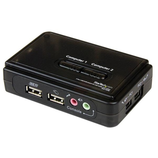 StarTech.com 2 Port Black USB KVM Switch Kit with Audio and Cables Image