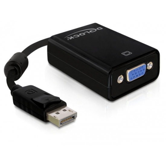 DeLOCK 61848 video cable adapter 0.125 m VGA (D-Sub) DisplayPort Black Image