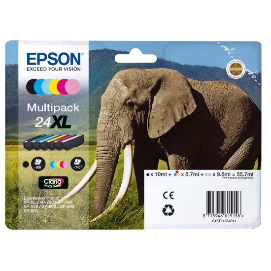 Epson Elephant Multipack 6-colours 24XL Claria Photo HD Ink Image