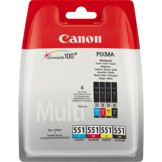 Canon CLI-551 BK/C/M/Y Ink Cartridge Multipack Image