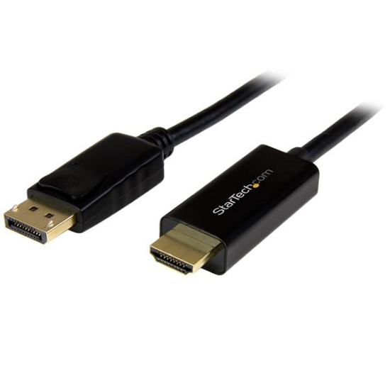 StarTech.com 16ft (5m) DisplayPort to HDMI Cable - 4K 30Hz - DisplayPort to HDMI Adapter Cable - DP 1.2 to HDMI Monitor Cable Converter - Latching DP Connector - Passive DP to HDMI Cord Image