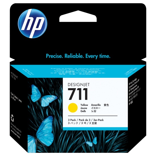 HP 711 3-pack 29-ml Yellow DesignJet Ink Cartridges Image