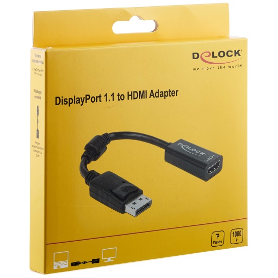 DeLOCK 61849 video cable adapter 0.125 m DisplayPort HDMI Type A (Standard) Black Image
