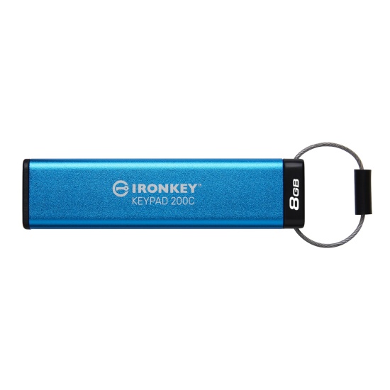 Kingston Technology IronKey Keypad 200 USB flash drive 8 GB USB Type-C 3.2 Gen 1 (3.1 Gen 1) Blue Image