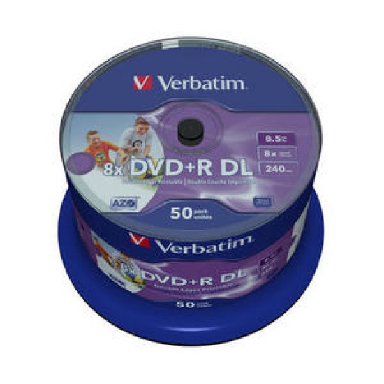 Verbatim DVD+R Double Layer Wide Inkjet Printable 8x Image