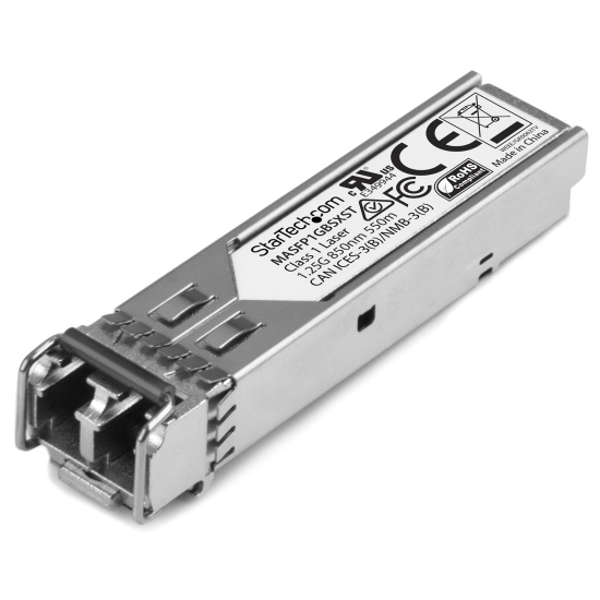 StarTech.com Cisco Meraki MA-SFP-1GB-SX Compatible SFP Transceiver Module - 1000BASE-SX~Cisco Meraki MA-SFP-1GB-SX Compatible SFP Module - 1000BASE-SX - 1GbE Multimode Fiber MMF Optic Transceiver - 1GE Gigabit Ethernet SFP - LC 550m - 850nm - DDM Cisco Me Image