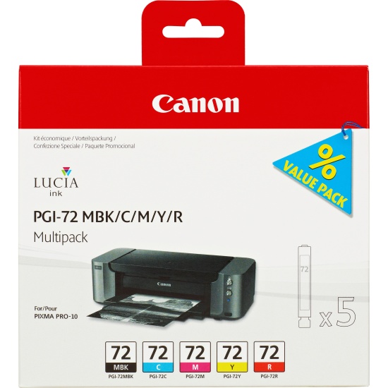 Canon PGI-72 MBK/C/M/Y/R 5 Ink Cartridge Multipack Image