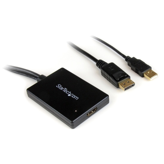 StarTech.com DisplayPort to HDMI Adapter - 4K 60Hz Active DP 1.4 to HDMI 2.0 Video Converter - DP to HDMI Monitor/TV/Display Cable Adapter Dongle - Latching DP Connector Image