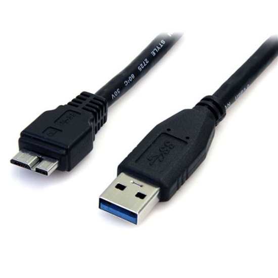 StarTech.com 0.5m (1.5ft) Black SuperSpeed USB 3.0 Cable A to Micro B - M/M Image
