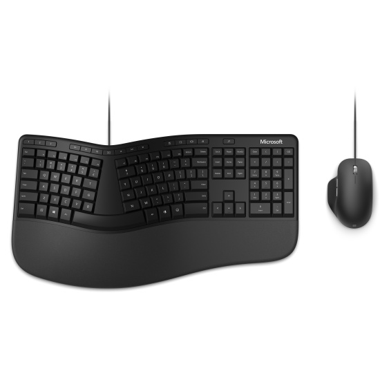 Microsoft Ergonomic Desktop keyboard Mouse included USB QWERTZ German Black Image