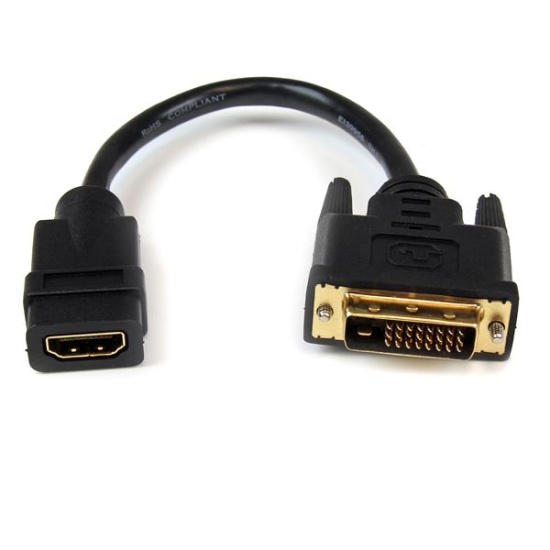 StarTech.com 8in HDMI to DVI-D Video Cable Adapter - HDMI Female to DVI Male Image