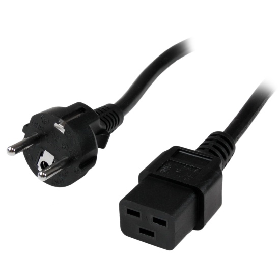 StarTech.com 2m (6ft) Computer Power Cord, 16AWG, EU Schuko to C19, 16A 250V, Black Replacement AC Power Cord, Printer Power Cord, PC Power Supply Cable, Monitor Power Cable - UL Listed Image
