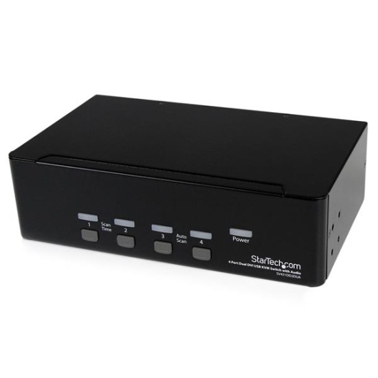 StarTech.com 4 Port Dual DVI USB KVM Switch with Audio & USB 2.0 Hub Image