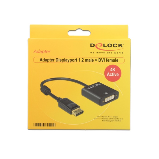 DeLOCK 62599 video cable adapter 0.2 m DisplayPort DVI-I Black Image